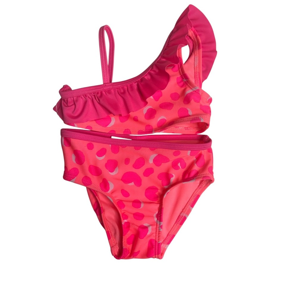 NWT Cat & Jack Girls 2 Piece Bikini Set SIZE 12M Pink Cheetah Swim Wear